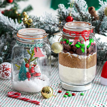 4-Pack 50 oz Glass Storage Jars with Airtight Lids