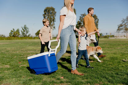 Wheelie Cool 38 QT Hard Sided Cooler with Wheels, Blue