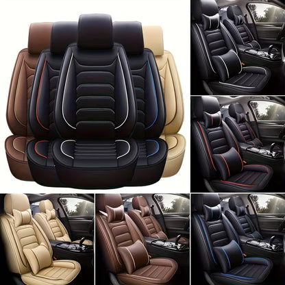 5-Seat Full Set Faux Leather Car Seat Covers, Waterproof All-Weather Seat Protectors with Soft Foam Padding for Cars, Trucks, Sedans & SUVs