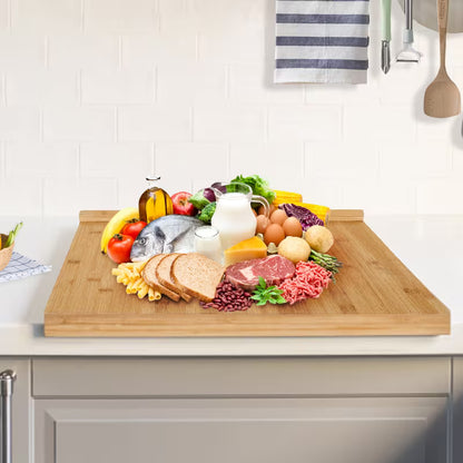 Bamboo Over-the-Sink Cutting Board – Reversible Pastry & Food Prep Board, 21.65 × 15.75 Inches
