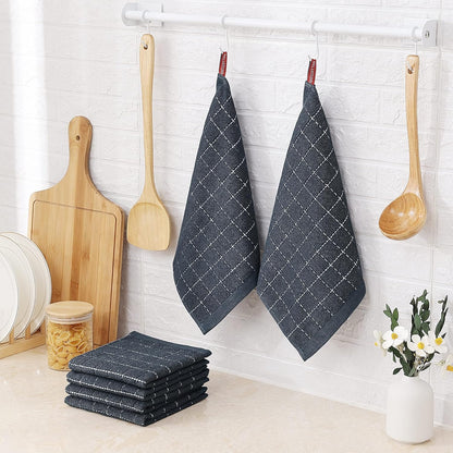 100% Cotton Terry Kitchen Dish Cloths, 6 Pack, Dark Grey