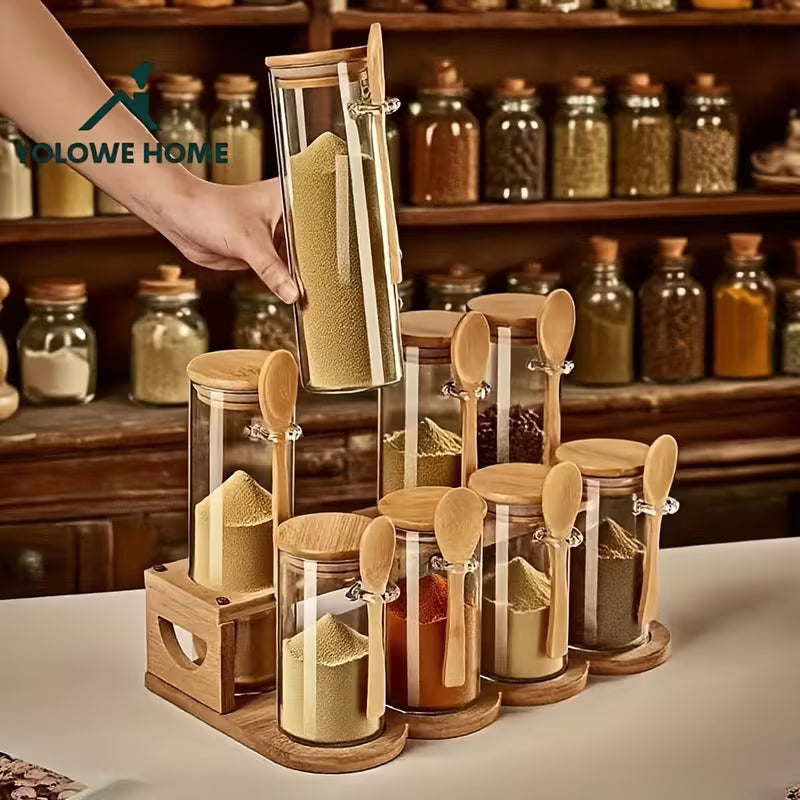 9-Piece Glass Food Storage Container Set with Lids & Rack