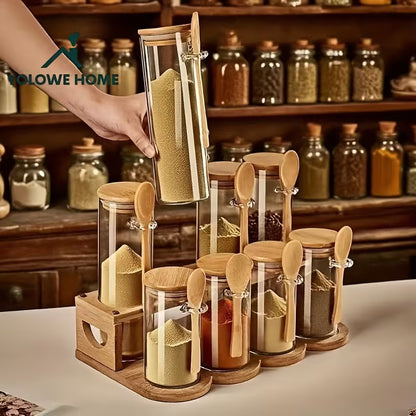 9-Piece Glass Food Storage Container Set with Lids & Rack