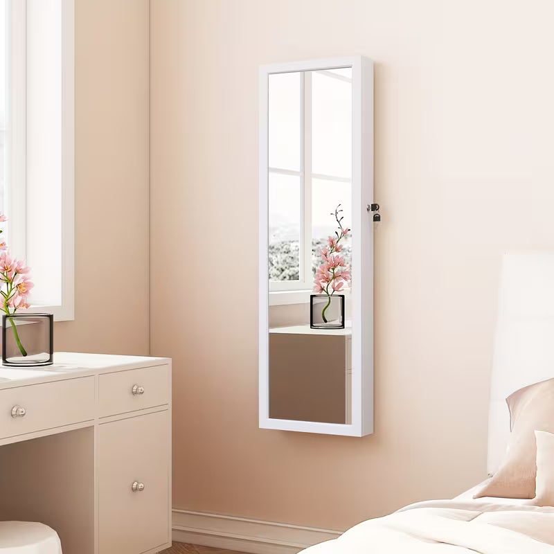 43.3-Inch LED Jewelry Cabinet with Full-Length Mirror