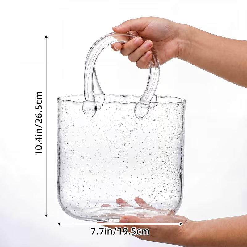 Glass Purse Vase with Handle