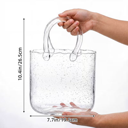 Glass Purse Vase with Handle