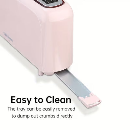 2-Slice Compact Toaster with 6 Browning Settings, Cancel Button & Removable Crumb Tray, 750W White Bread Toaster