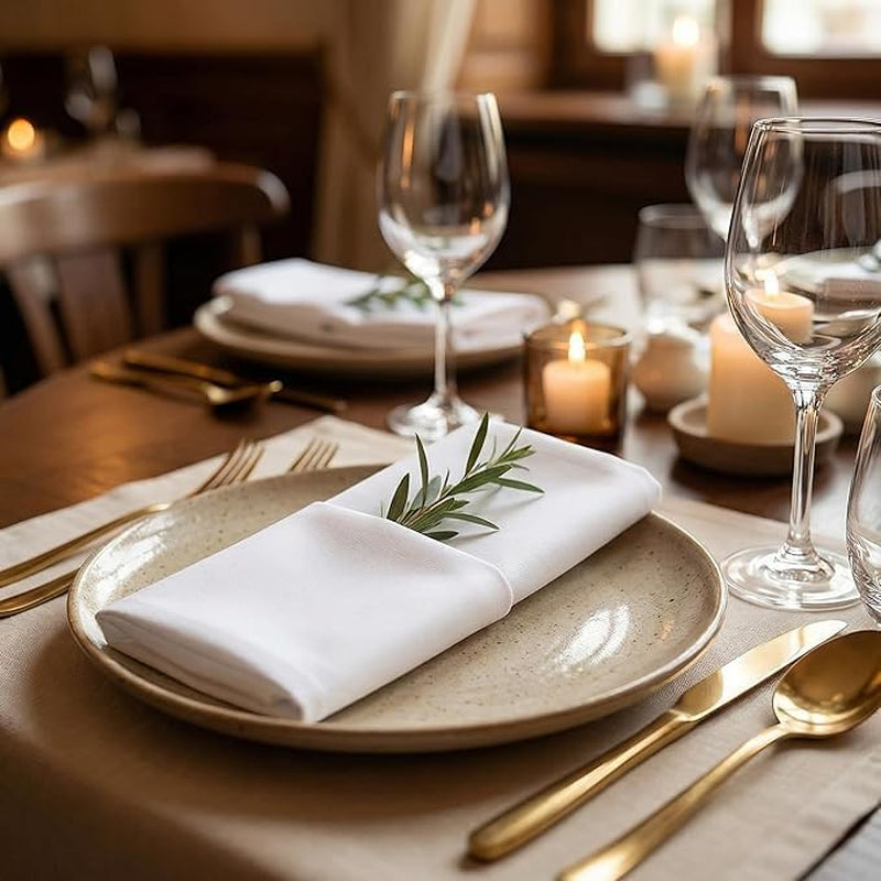 Cloth Napkins White Dinner 100% Cotton 18X18 Inches (Set of 6)