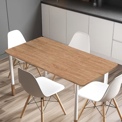 Vintage Wood-Grain Stretch Tablecloth with Elastic Edge – Brown Rectangular Table Cover