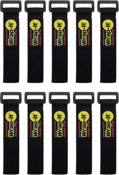 Super-Stretch  Straps, 9" (10 Pack) - Elastic Hook and Loop Cinch Straps - Extension Cord Organizer, Hose Strap, Cable Straps, Tool Strap, Cord Wrap, Cord Keeper and Cable Storage