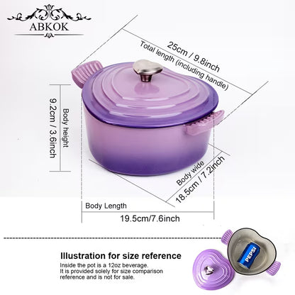 3QT Heart-Shaped Dutch Oven with Lid – Enamel Casserole Cookware