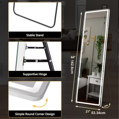 LED Full-Length Mirror with Lights – Full Body Standing & Wall-Mounted Dressing Mirror