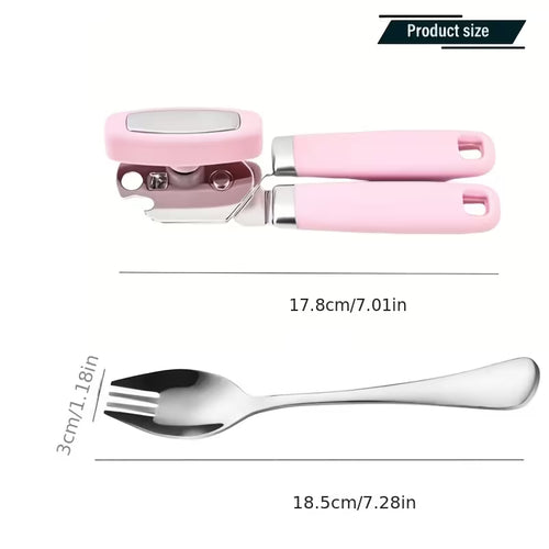2-Piece Pink Stainless Steel Manual Can Opener Set