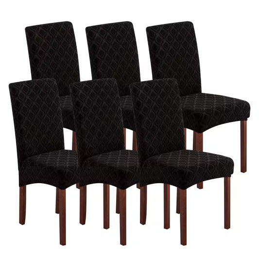 6-Piece Stretchy Jacquard Dining Chair Slipcover Set