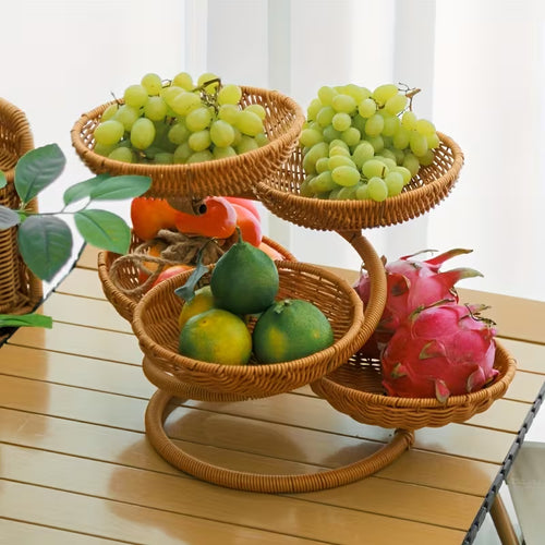 Multi-Layer Woven Fruit & Snack Storage Basket