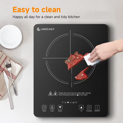 1800W Single Induction Cooktop, Portable Countertop Induction Stove with Touch Controls, Adjustable Heat Levels, Timer & Overheating Protection