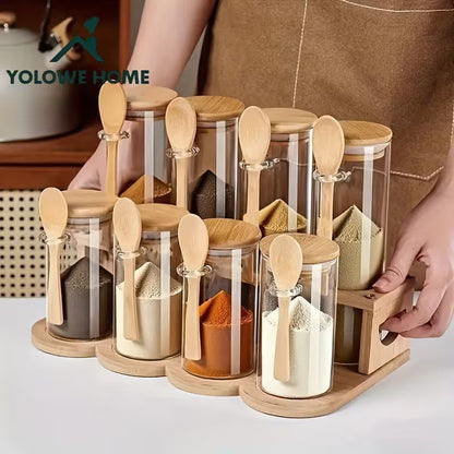9-Piece Glass Food Storage Container Set with Lids & Rack