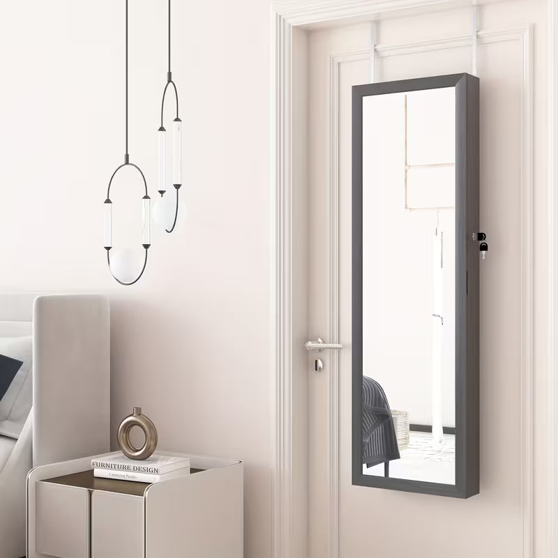 43.3-Inch LED Jewelry Cabinet with Full-Length Mirror
