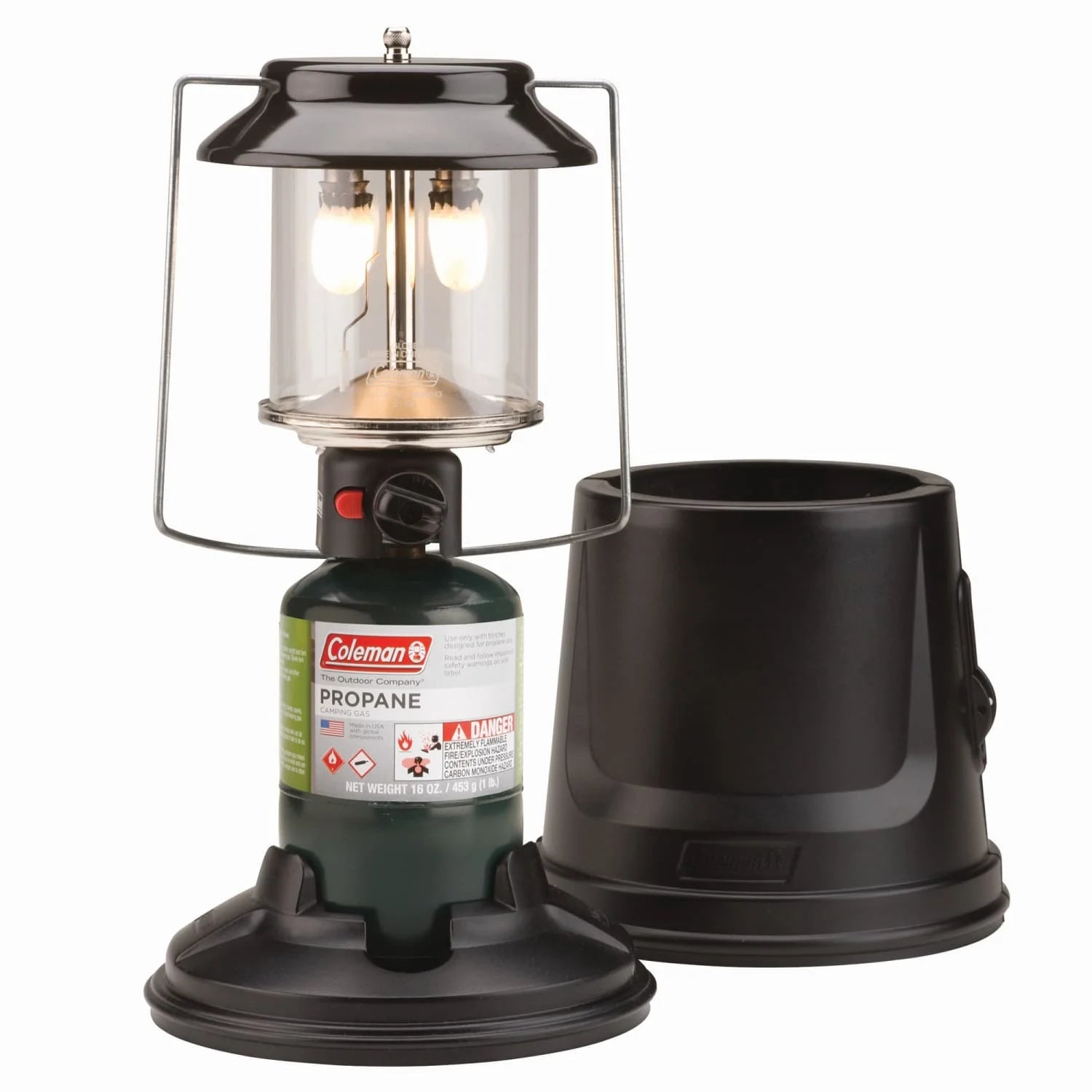 Quickpack 2-Mantle 1000 Lumen Propane Lantern with Carry Case, Black