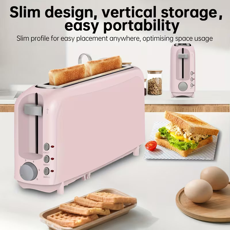 2-Slice Compact Toaster with 6 Browning Settings, Cancel Button & Removable Crumb Tray, 750W White Bread Toaster
