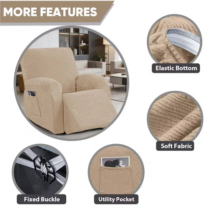 Stretchable Recliner Slipcover with Side Pocket – Soft & Washable 1-Seat Sofa Protector