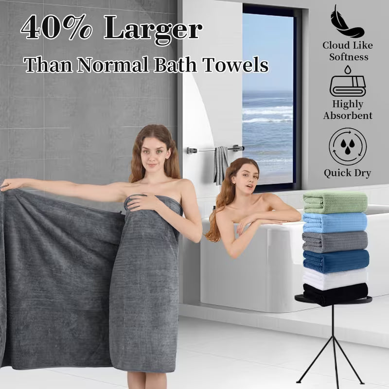 4-Pack Oversized Bath Towels – 35 × 70 Inch Soft Microfiber Bath Sheet Set