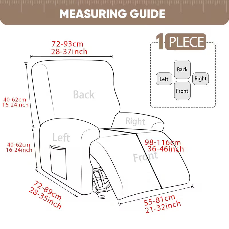 Stretchable Recliner Slipcover with Side Pocket – Soft & Washable 1-Seat Sofa Protector