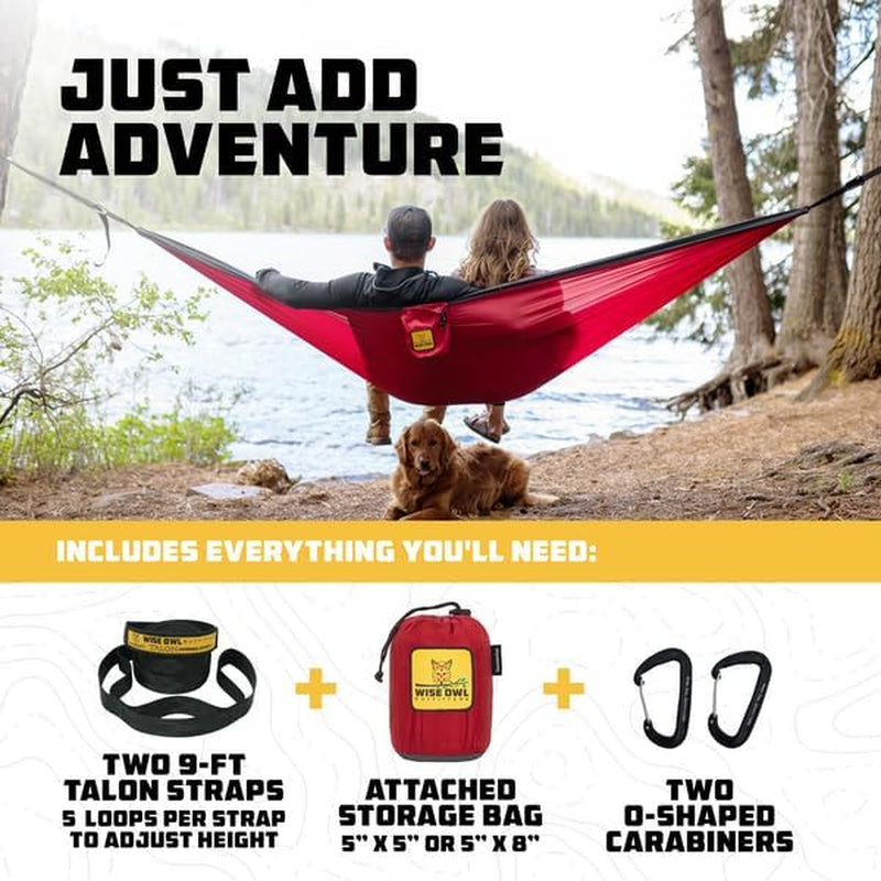Hammock for Camping Single Hammocks Gear for the Outdoors Backpacking Survival or Travel - Portable Lightweight Parachute Nylon so Black & Grey
