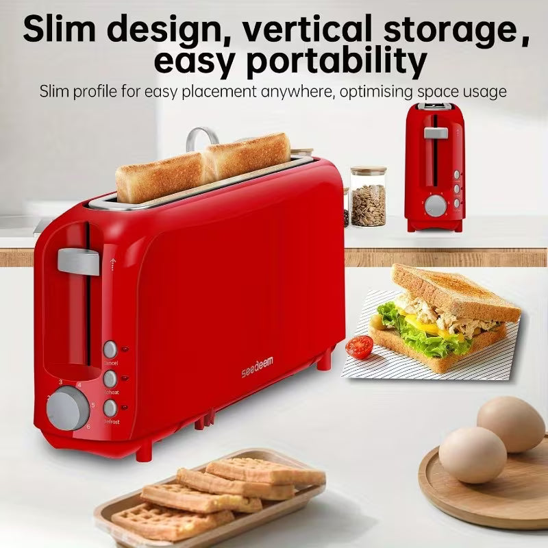 2-Slice Compact Toaster with 6 Browning Settings, Cancel Button & Removable Crumb Tray, 750W White Bread Toaster