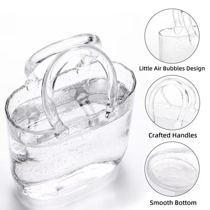 Glass Purse Vase with Handle