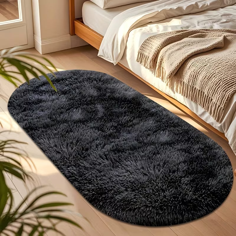 Oval Plush Area Rug – Soft, Anti-Slip & Washable Home Décor Carpet