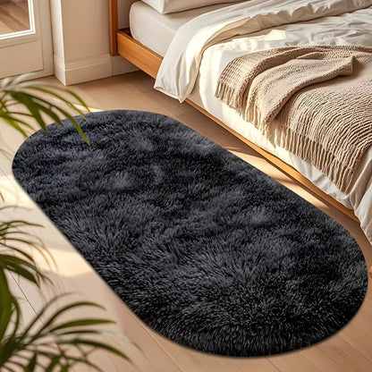 Oval Plush Area Rug – Soft, Anti-Slip & Washable Home Décor Carpet
