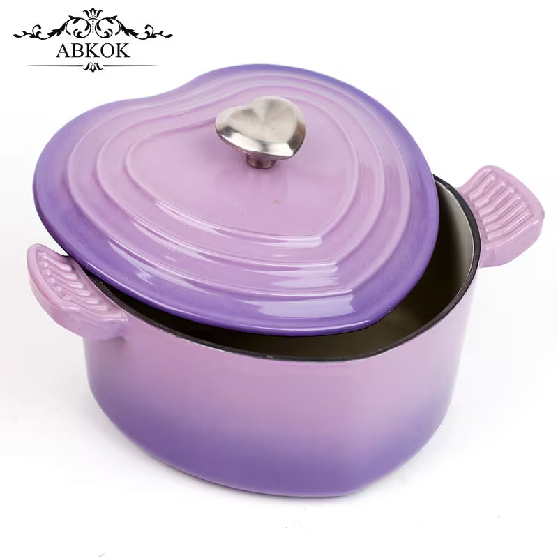 3QT Heart-Shaped Dutch Oven with Lid – Enamel Casserole Cookware