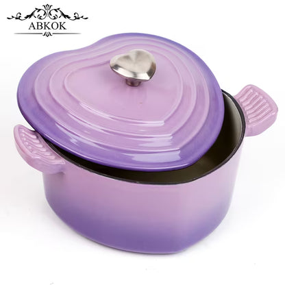 3QT Heart-Shaped Dutch Oven with Lid – Enamel Casserole Cookware