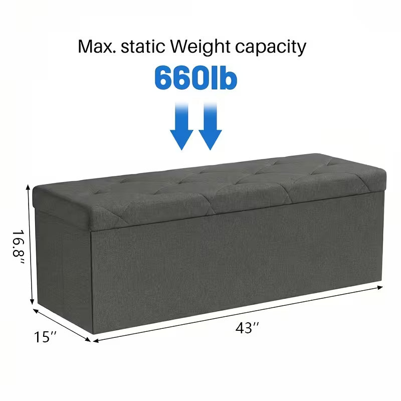 Heavy-Duty Folding Storage Bench with Shoe Cabinet & Thick Padded Seat