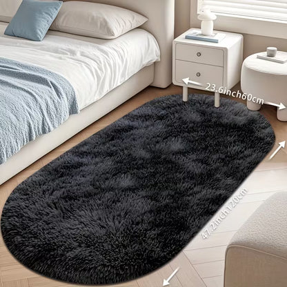 Oval Plush Area Rug – Soft, Anti-Slip & Washable Home Décor Carpet