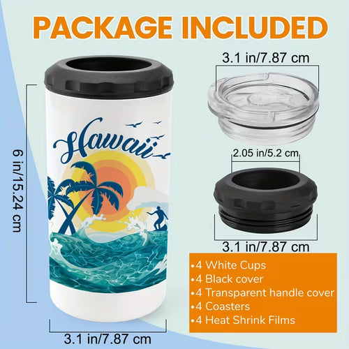 4-Pack 16 oz Sublimation Can Coolers – Stainless Steel Insulated Blank Can Holders