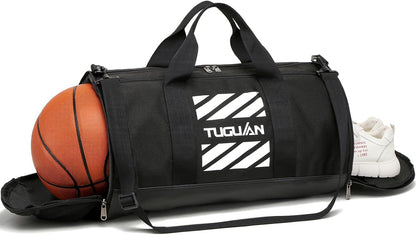 Gym Bag for Men Women with Wet Pocket & Shoe Compartment Travel Duffle Bag Man Sport Basketball Football Bag Weekend Overnight Duffel Bag Gym Tote Bag 40L, Black