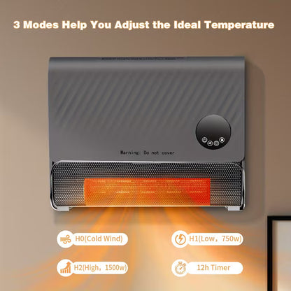 1500W Wall-Mounted Electric Heater with Remote Control