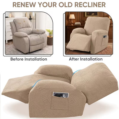 Stretchable Recliner Slipcover with Side Pocket – Soft & Washable 1-Seat Sofa Protector