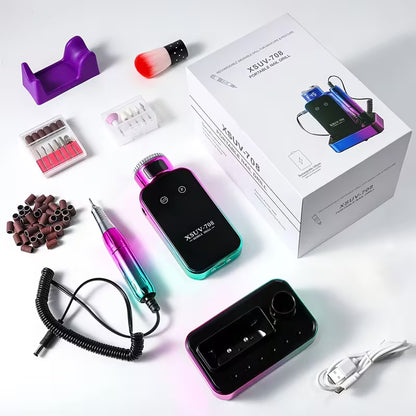 Professional Cordless Electric Nail Drill Machine, 45,000 RPM Rechargeable E-File with LCD Display and Brushless Motor for Acrylic, Gel Nails, Manicure & Pedicure