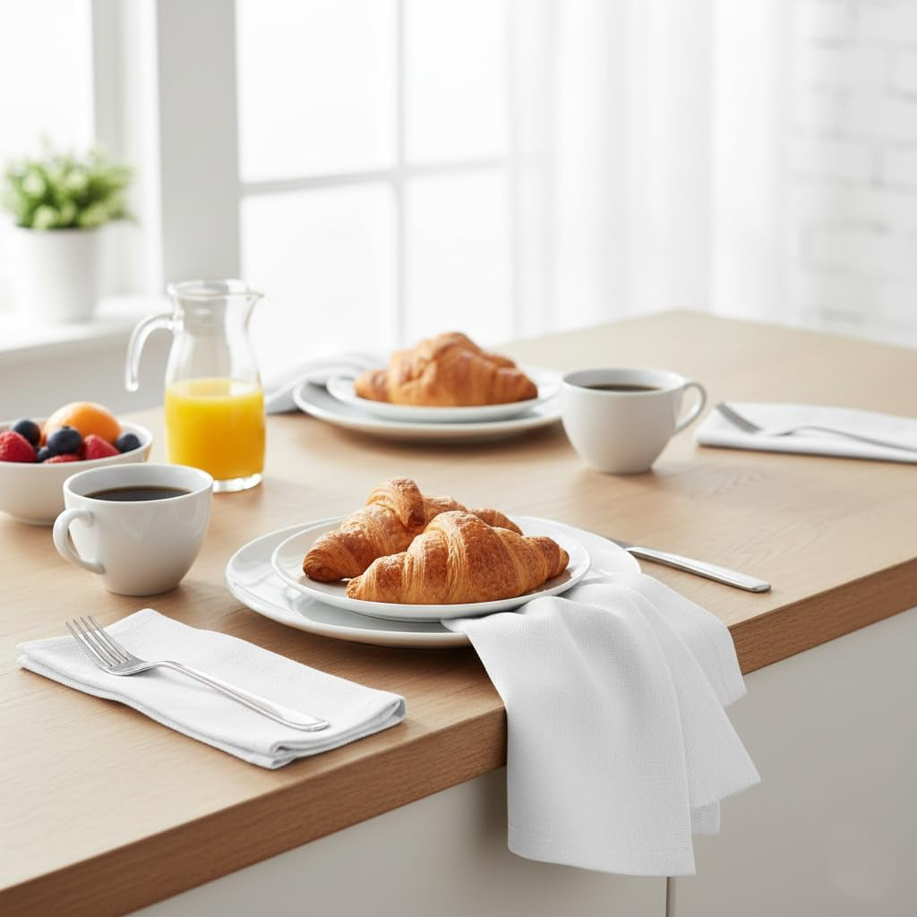 Cloth Napkins White Dinner 100% Cotton 18X18 Inches (Set of 6)