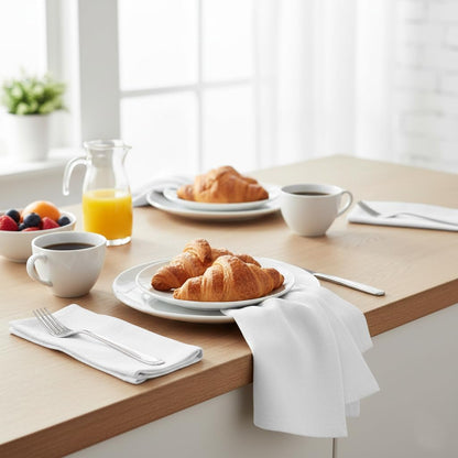 Cloth Napkins White Dinner 100% Cotton 18X18 Inches (Set of 6)