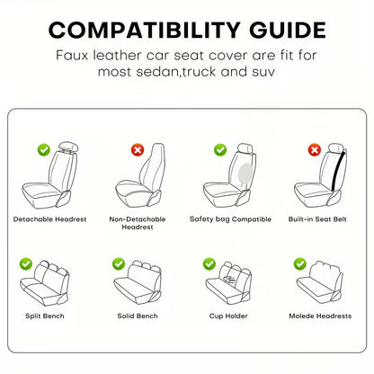 5-Seat Full Set Faux Leather Car Seat Covers, Waterproof All-Weather Seat Protectors with Soft Foam Padding for Cars, Trucks, Sedans & SUVs