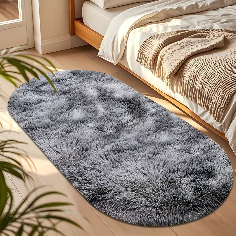 Oval Plush Area Rug – Soft, Anti-Slip & Washable Home Décor Carpet