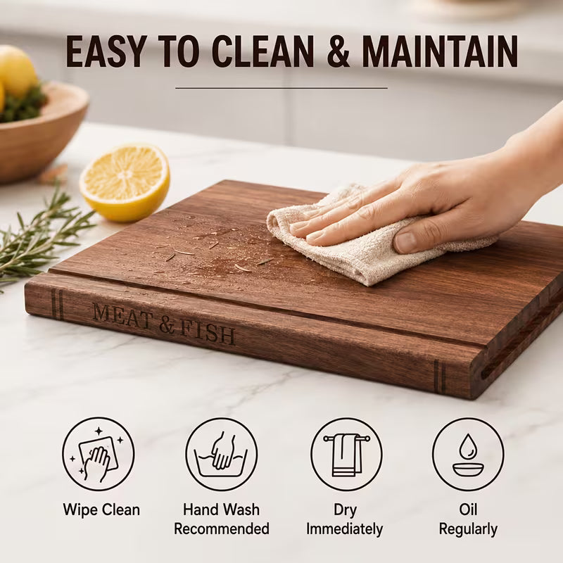 3-Piece Acacia Wood Cutting Board Set with Stand – Decorative Book-Style Chopping Boards for Kitchen