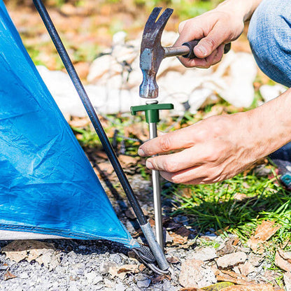 USA 10-Pack Secure Protection Galvanized Tent Stakes,Rust-Proof Steel Canopy Anchors for High Winds,Heavy Duty Commercial Ground Pegs for Camping,Pop up Tents&Gazebos - Includes 4X10Ft Ropes