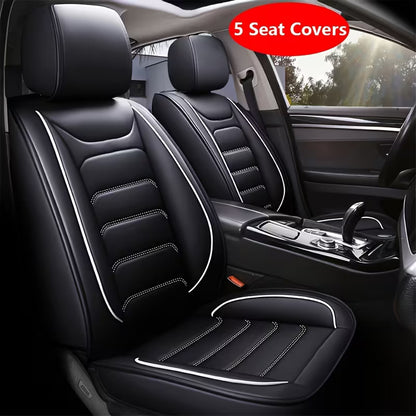 5-Seat Full Set Faux Leather Car Seat Covers, Waterproof All-Weather Seat Protectors with Soft Foam Padding for Cars, Trucks, Sedans & SUVs