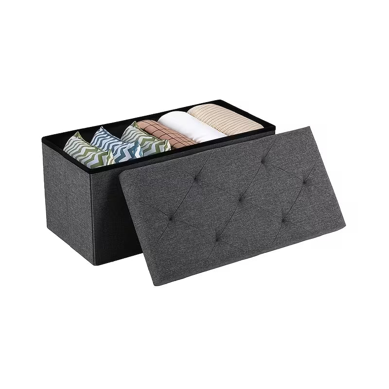 Heavy-Duty Folding Storage Bench with Shoe Cabinet & Thick Padded Seat