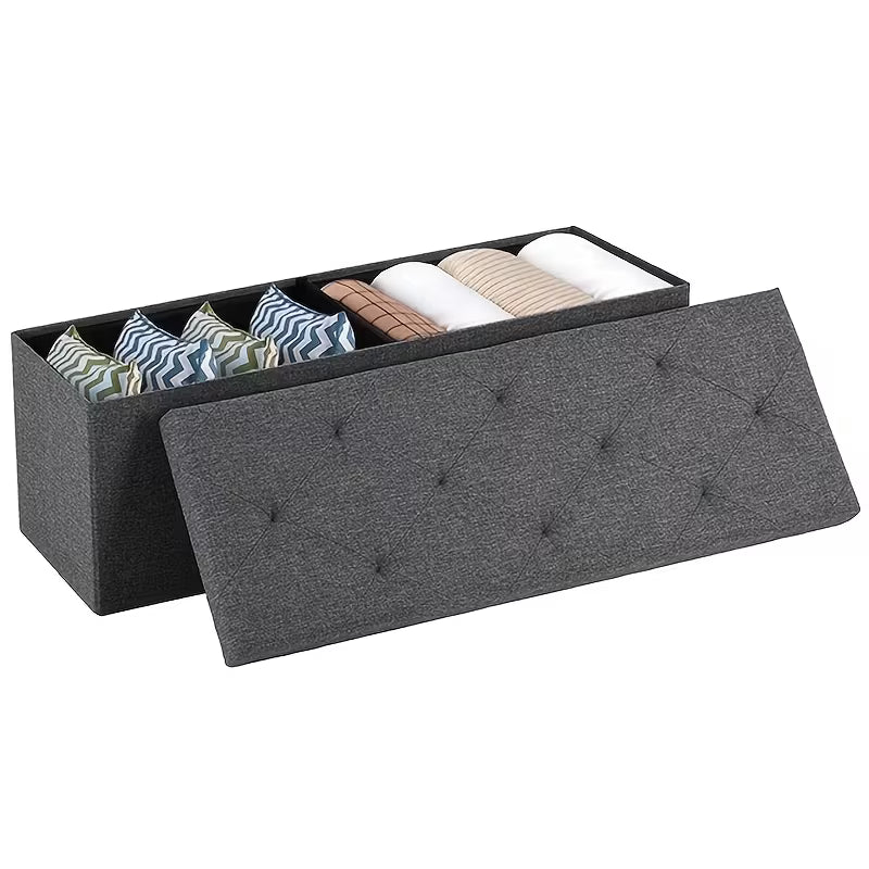 Heavy-Duty Folding Storage Bench with Shoe Cabinet & Thick Padded Seat
